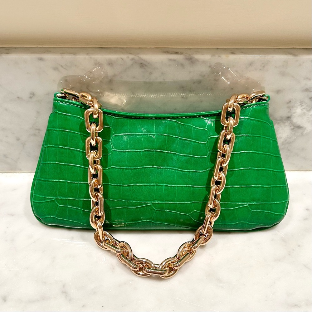 Zara Green Crocodile Shoulder Bag